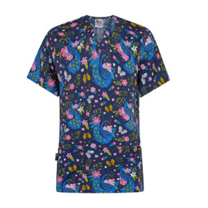 B-well BAMBINA scrub top has fun patterns, suitable for children's medical centers, dental offices, nurseries, veterinary clinics and many more.